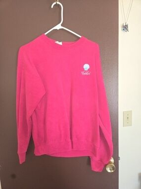 Lee Women's Crewneck Sweatshirt in Hot Pink with Embroidered Shell